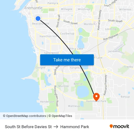 South St Before Davies St to Hammond Park map