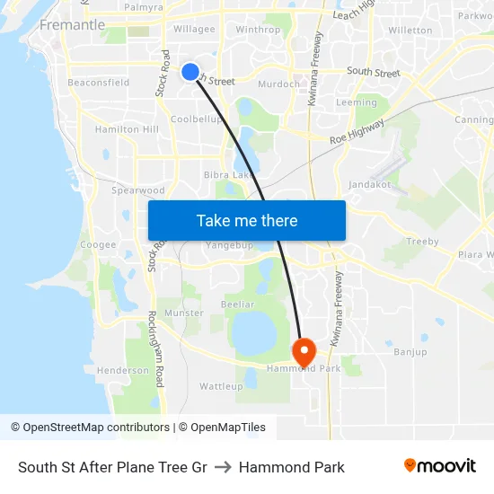 South St After Plane Tree Gr to Hammond Park map
