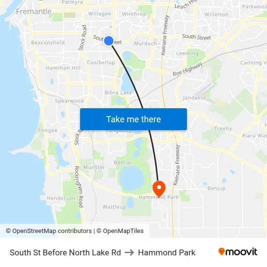 South St Before North Lake Rd to Hammond Park map