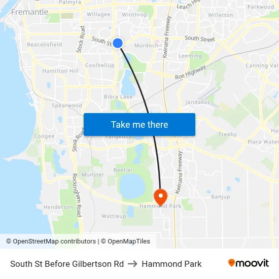South St Before Gilbertson Rd to Hammond Park map