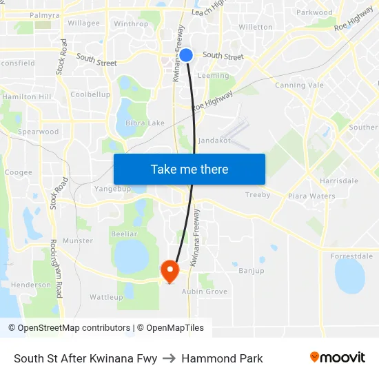 South St After Kwinana Fwy to Hammond Park map