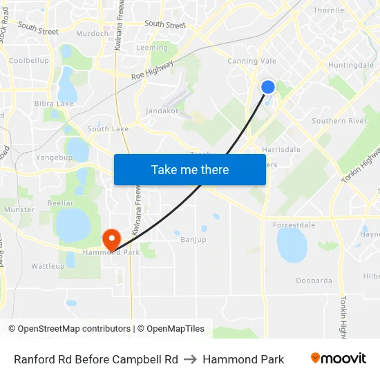 Ranford Rd Before Campbell Rd to Hammond Park map