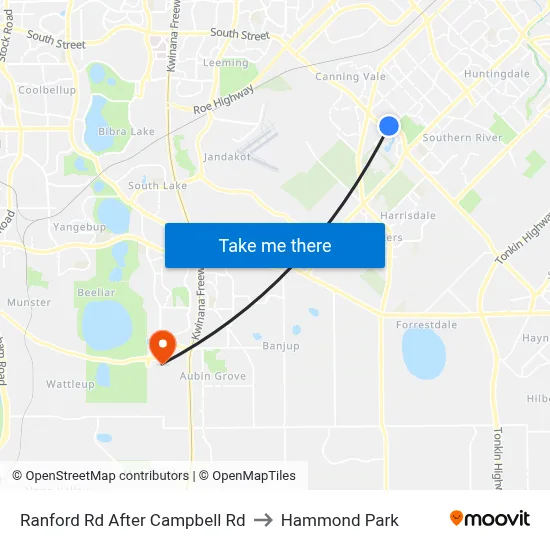 Ranford Rd After Campbell Rd to Hammond Park map