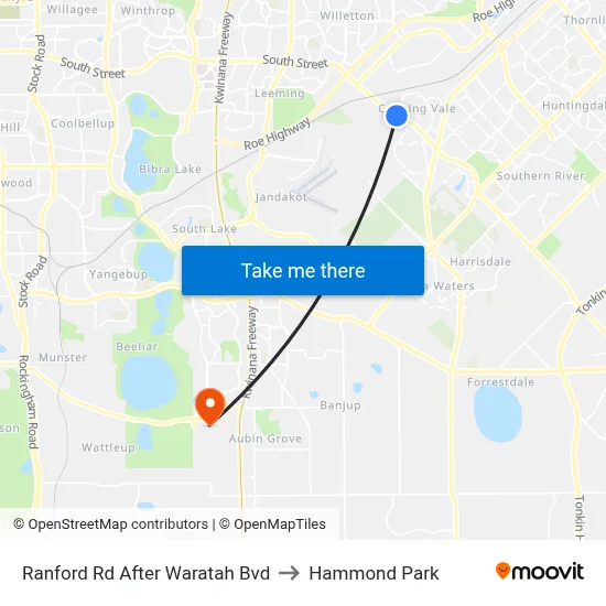 Ranford Rd After Waratah Bvd to Hammond Park map