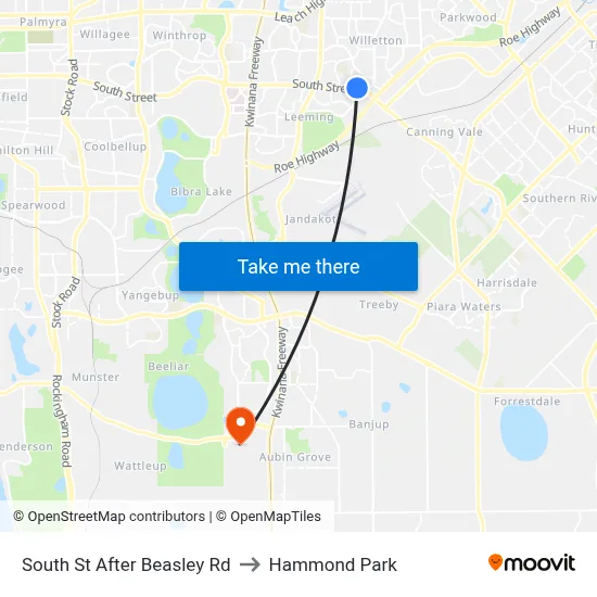 South St After Beasley Rd to Hammond Park map