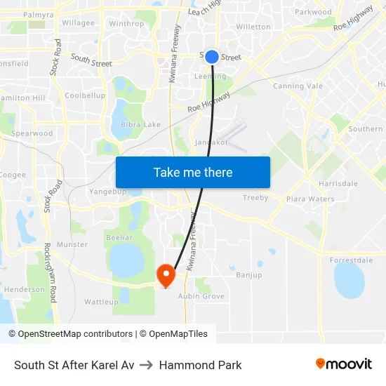 South St After Karel Av to Hammond Park map