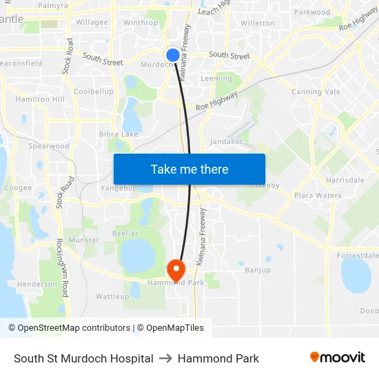 South St Murdoch Hospital to Hammond Park map
