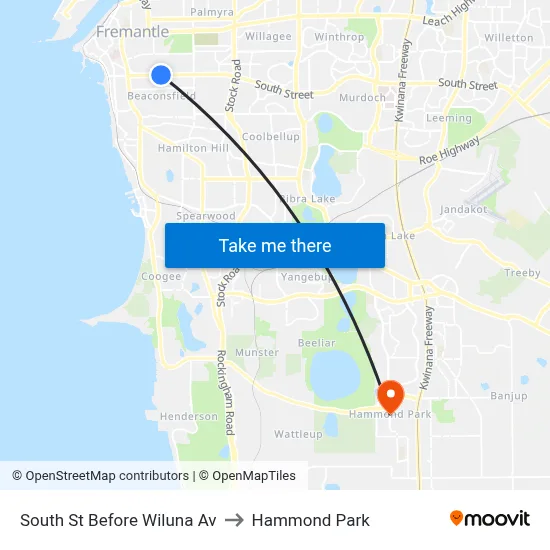 South St Before Wiluna Av to Hammond Park map