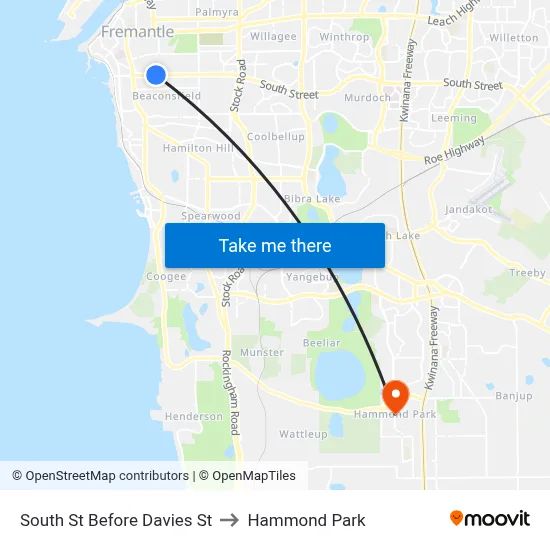 South St Before Davies St to Hammond Park map