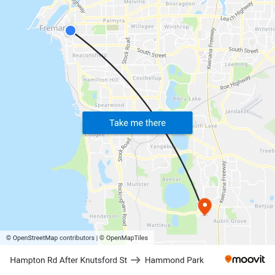 Hampton Rd After Knutsford St to Hammond Park map