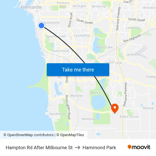 Hampton Rd After Milbourne St to Hammond Park map