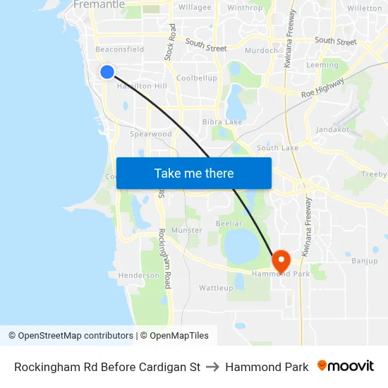 Rockingham Rd Before Cardigan St to Hammond Park map
