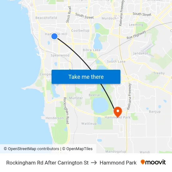 Rockingham Rd After Carrington St to Hammond Park map