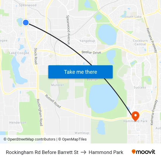 Rockingham Rd Before Barrett St to Hammond Park map