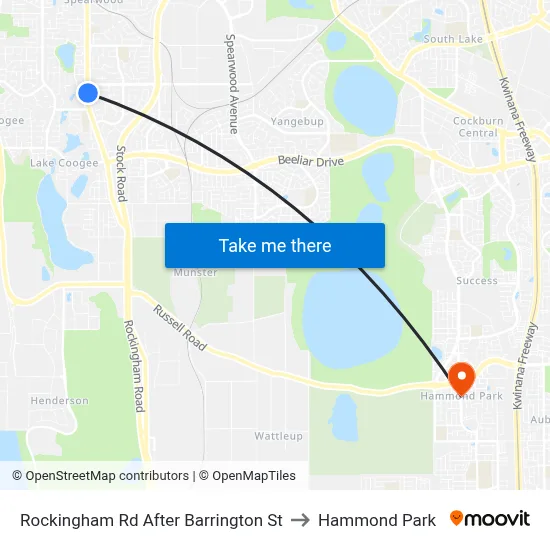 Rockingham Rd After Barrington St to Hammond Park map