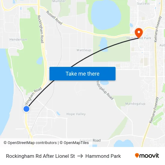 Rockingham Rd After Lionel St to Hammond Park map