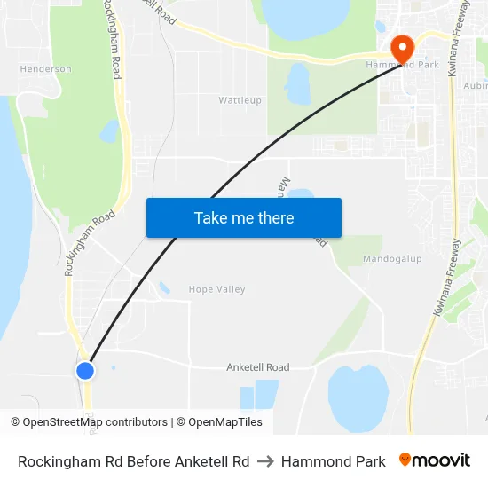 Rockingham Rd Before Anketell Rd to Hammond Park map
