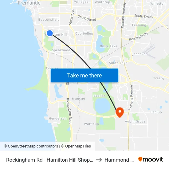 Rockingham Rd - Hamilton Hill Shopping Ctr to Hammond Park map