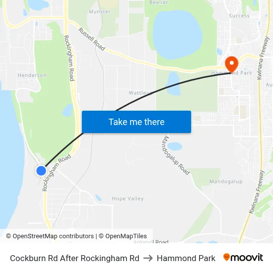 Cockburn Rd After Rockingham Rd to Hammond Park map