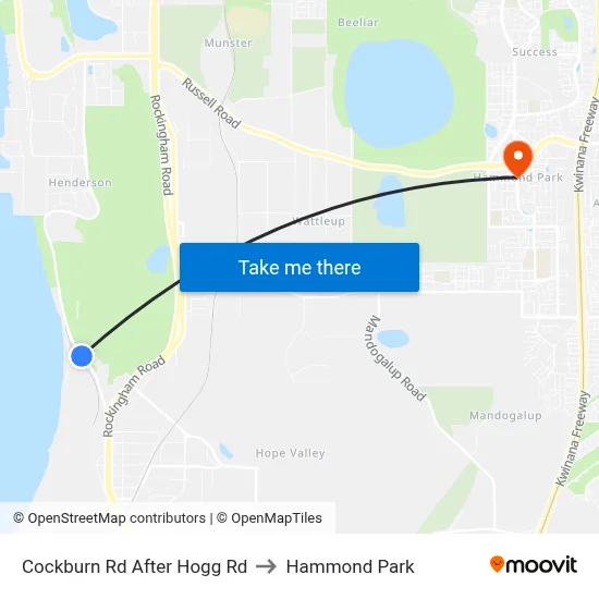 Cockburn Rd After Hogg Rd to Hammond Park map