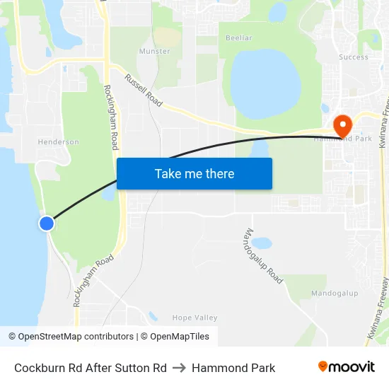 Cockburn Rd After Sutton Rd to Hammond Park map