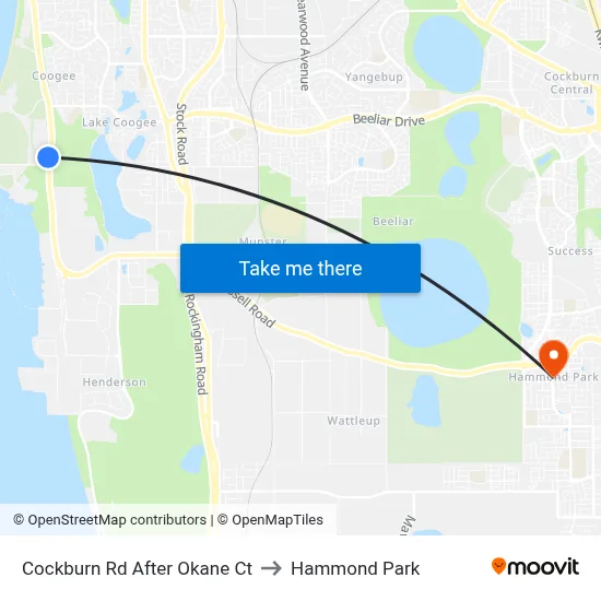 Cockburn Rd After Okane Ct to Hammond Park map