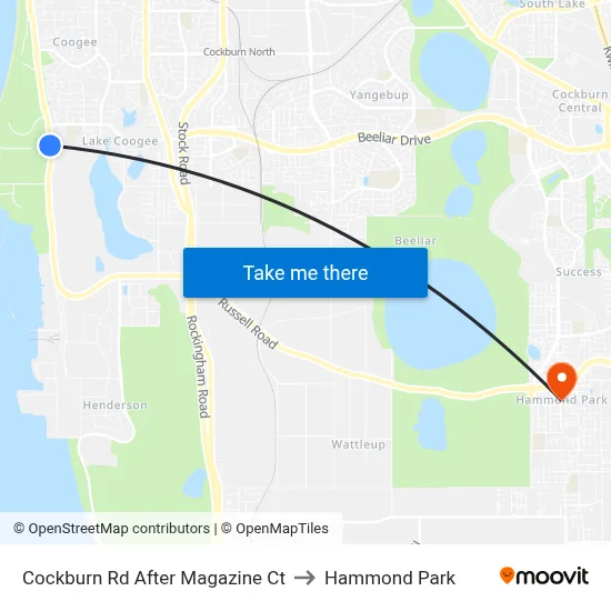 Cockburn Rd After Magazine Ct to Hammond Park map