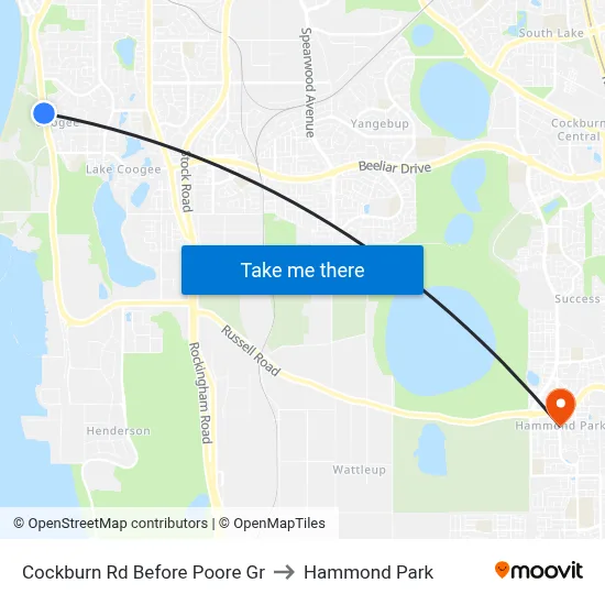 Cockburn Rd Before Poore Gr to Hammond Park map