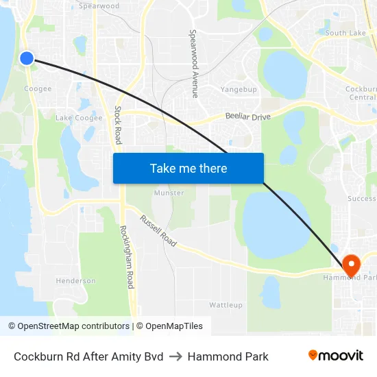 Cockburn Rd After Amity Bvd to Hammond Park map