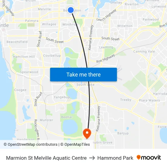 Marmion St Melville Aquatic Centre to Hammond Park map
