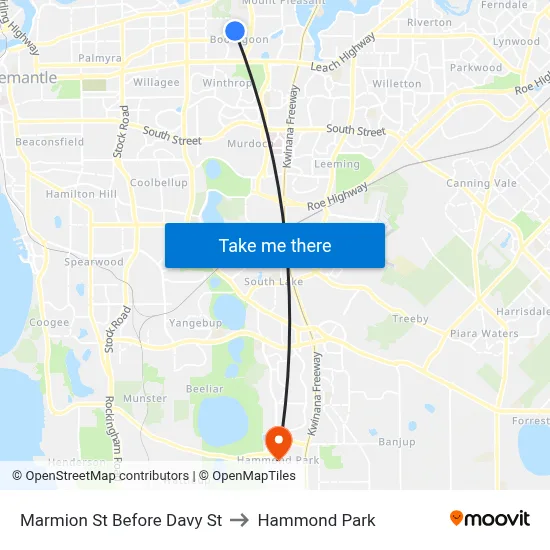 Marmion St Before Davy St to Hammond Park map