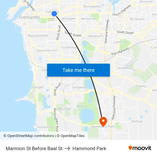 Marmion St Before Baal St to Hammond Park map