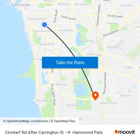 Clontarf Rd After Carrington St to Hammond Park map