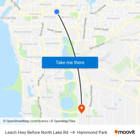 Leach Hwy Before North Lake Rd to Hammond Park map