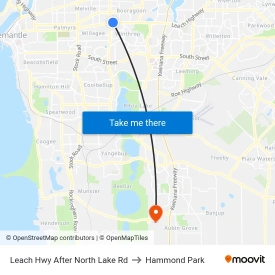 Leach Hwy After North Lake Rd to Hammond Park map