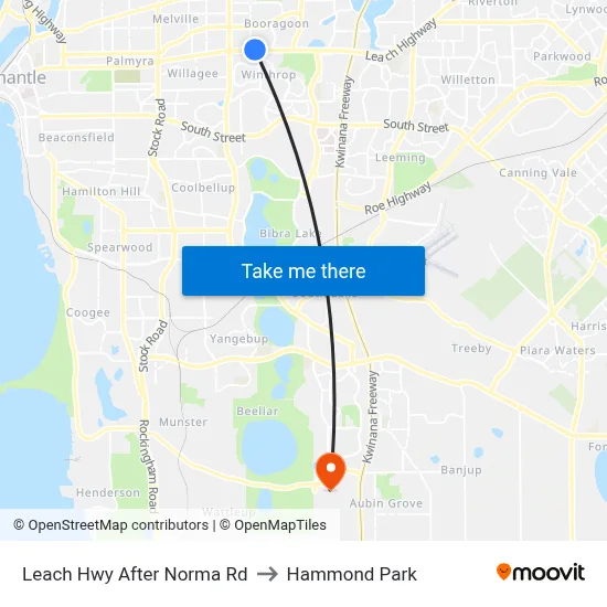 Leach Hwy After Norma Rd to Hammond Park map