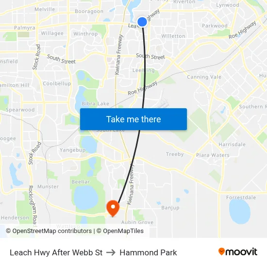 Leach Hwy After Webb St to Hammond Park map