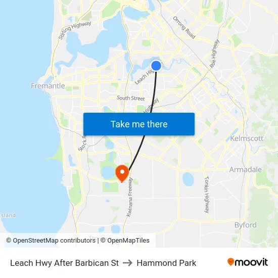 Leach Hwy After Barbican St to Hammond Park map