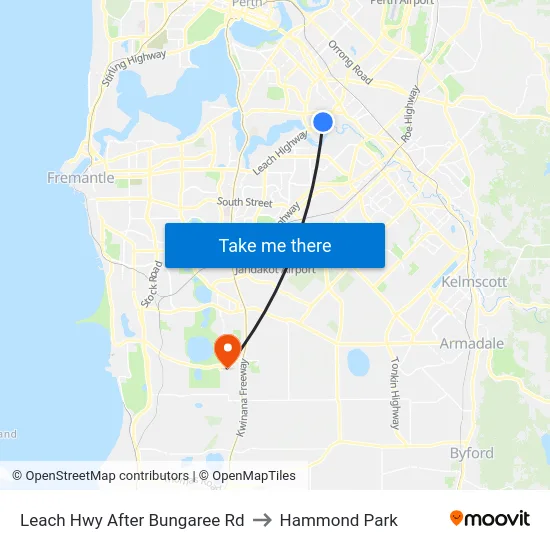 Leach Hwy After Bungaree Rd to Hammond Park map