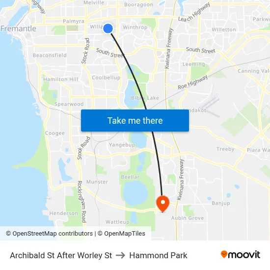 Archibald St After Worley St to Hammond Park map