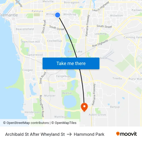 Archibald St After Wheyland St to Hammond Park map