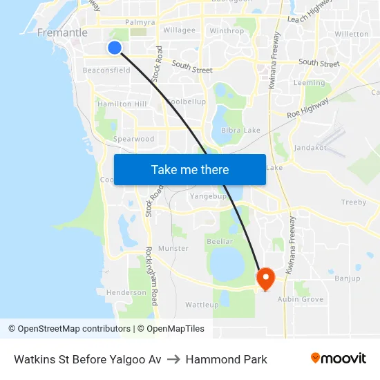 Watkins St Before Yalgoo Av to Hammond Park map