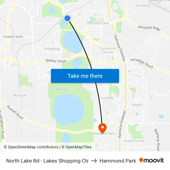 North Lake Rd - Lakes Shopping Ctr to Hammond Park map