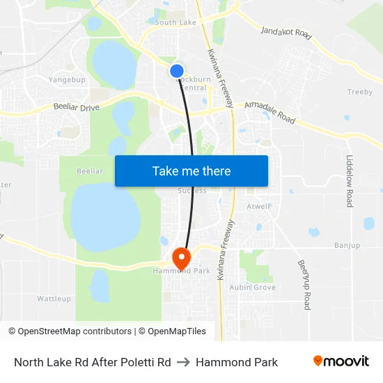 North Lake Rd After Poletti Rd to Hammond Park map