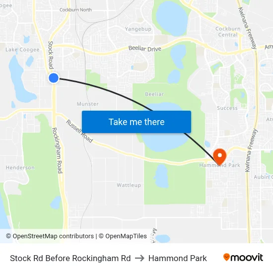 Stock Rd Before Rockingham Rd to Hammond Park map