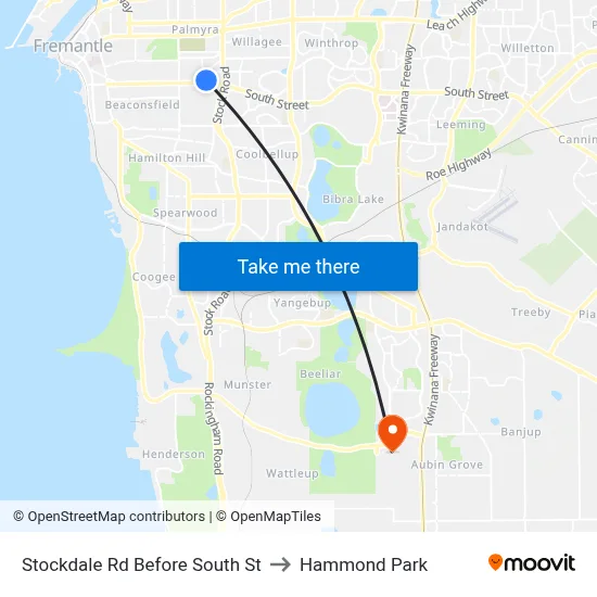 Stockdale Rd Before South St to Hammond Park map