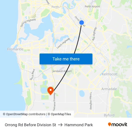 Orrong Rd Before Division St to Hammond Park map