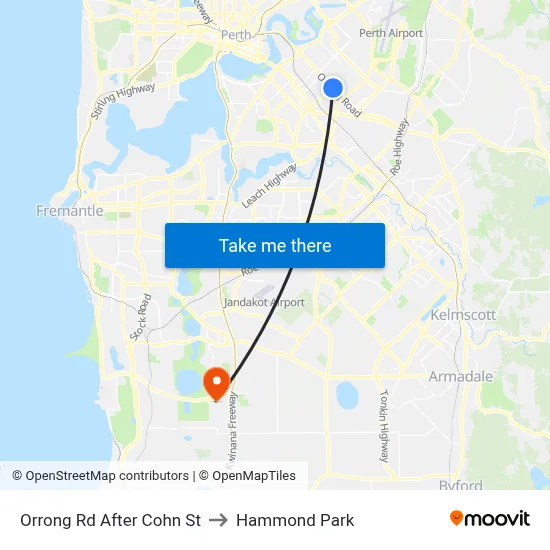 Orrong Rd After Cohn St to Hammond Park map