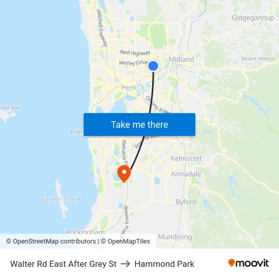 Walter Rd East After Grey St to Hammond Park map