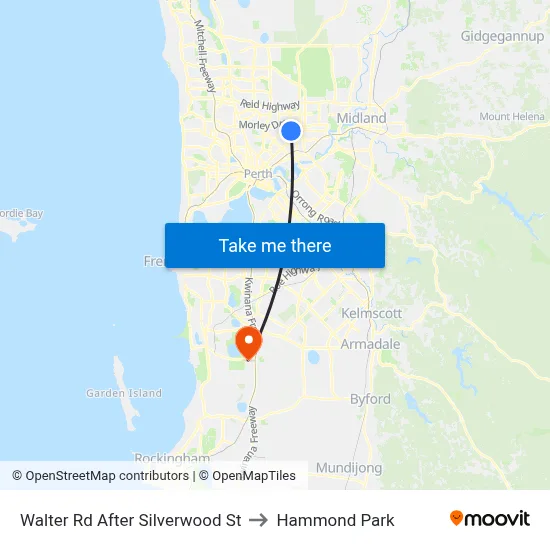 Walter Rd After Silverwood St to Hammond Park map